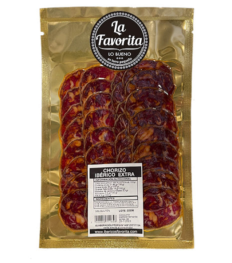 ibéricosfavorita comprar embutidos ibéricos online. LONCHEADO DE CHORIZO IBÉRICO EXTRA. 100 g. embutidos ibéricos de calidad salamanca La Favorita