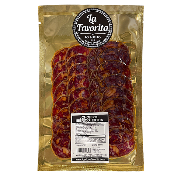 ibéricosfavorita comprar embutidos ibéricos online. LONCHEADO DE CHORIZO IBÉRICO EXTRA. 100 g. embutidos ibéricos de calidad salamanca La Favorita