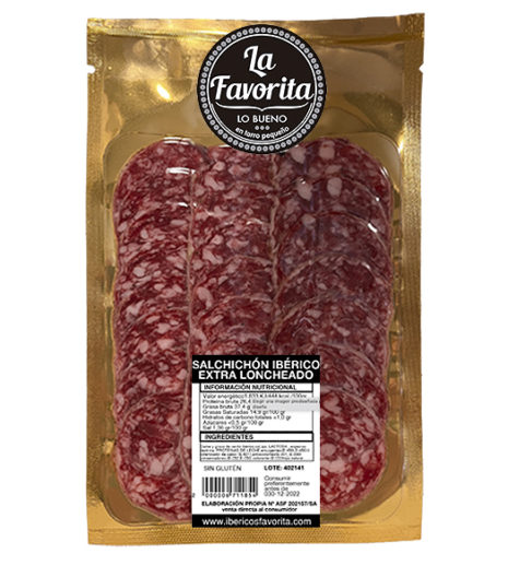 ibéricosfavorita comprar embutidos ibéricos online. LONCHEADO DE SALCHICHÓN IBÉRICO EXTRA. 100 g. embutidos ibéricos de calidad