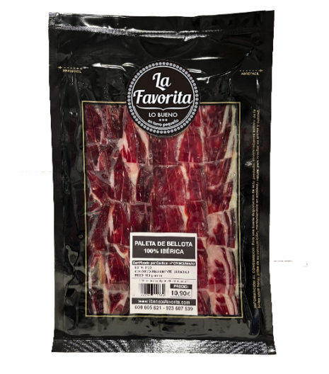 comprar jamón iberico online SOBRE LONCHEADO DE PALETA DE BELLOTA 100% IBÉRICA. 100 g. ibericos la favorita salamanca