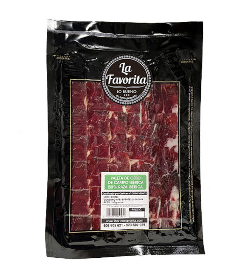 SOBRE LONCHEADO PALETA DE CEBO DE CAMPO IBÉRICA 50% RAZA IBÉRICA. 100 gr.