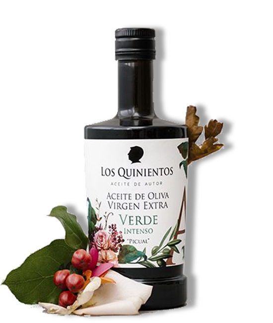 AOVE PICUAL VERDE INTENSO, Los Quinientos, Aceite de autor.. “Edición limitada”. Botella de 500 ml. (Jaén)