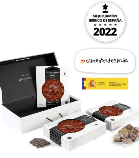 COMPRAR JAMON IBÉRICO ONLINE LA FAVORITA SALAMANCA. ESTUCHE MARTÍN BERASATEGUI. JAMÓN DE BELLOTA 100% IBÉRICO, CORTE A CUCHILLO. MEJOR JAMÓN DE ESPAÑA 2022. 25 sobres de 100gr., huesos, picadillo y tocino.