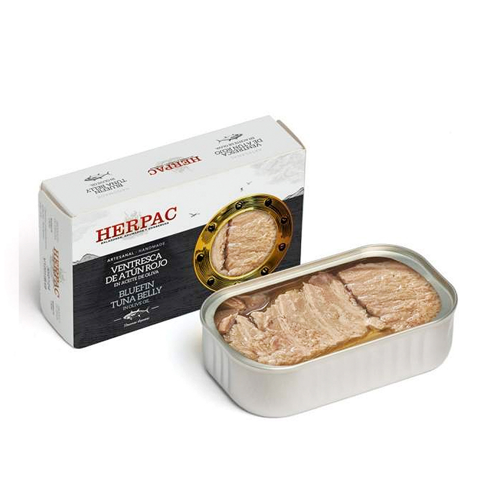 VENTRESCA DE ATÚN ROJO EN ACEITE DE OLIVA. Herpac. 120 g.