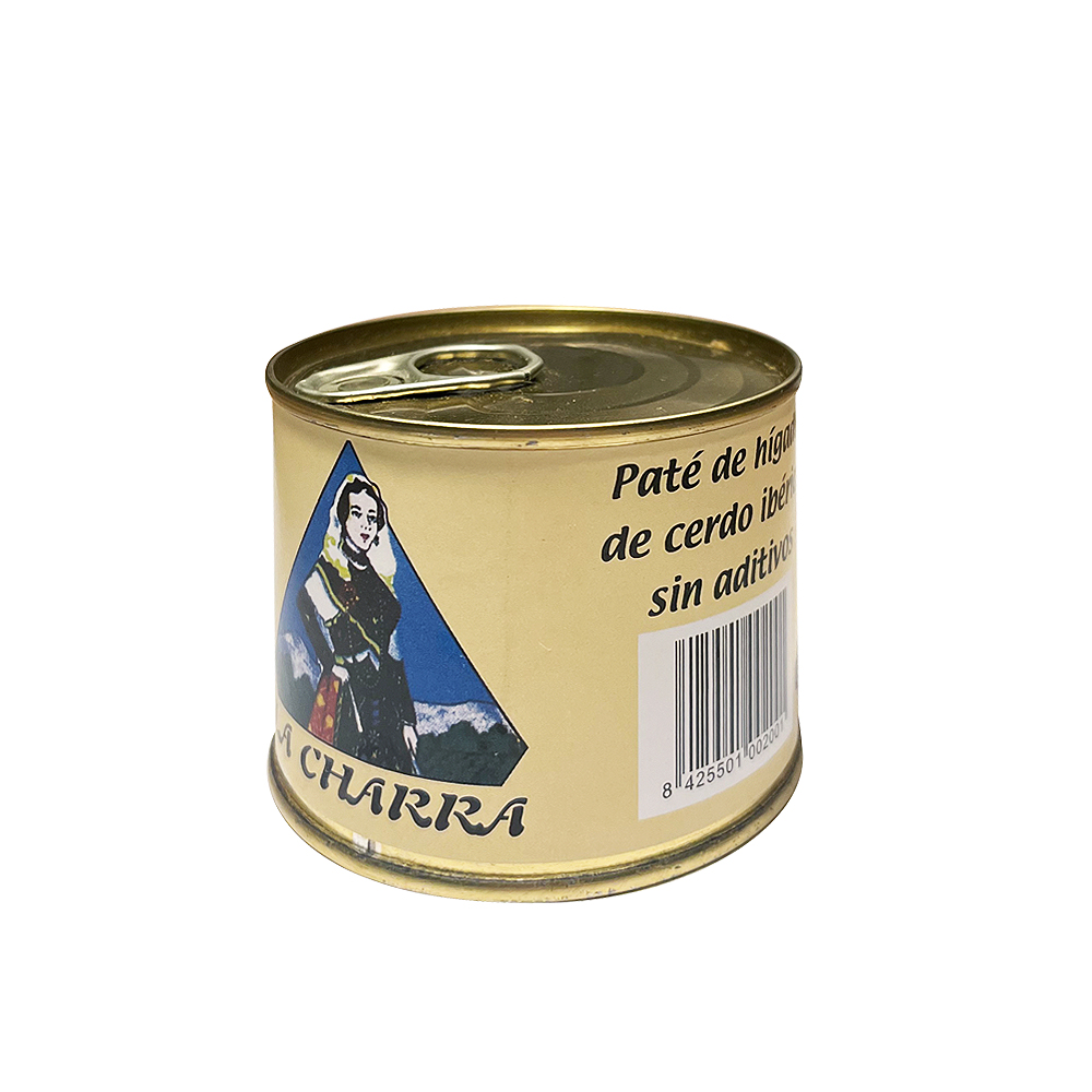 PATÉ DE HIGADO DE CERDO IBÉRICO. LATA. La Charra» 200 gramos lata, CIUDAD RODRIGO. SALAMANCA.