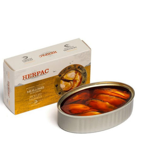 MEJILLONES GIGANTES EN ESCABECHE (4-6 unidades). Herpac. 110 g.