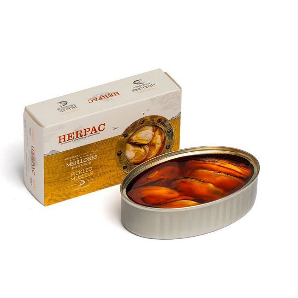 MEJILLONES GIGANTES EN ESCABECHE (4-6 unidades). Herpac. 110 g.