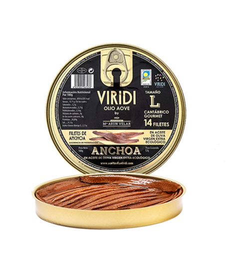 comprar en salamanca ANCHOAS VIRIDI de Cantabria. Ecológicas, en Aceite de Oliva Virgen Extra. La Favorita Salamanca conservas de calidad