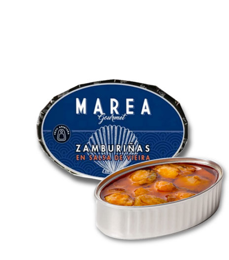 comprar en La Favorita conservas de pescado. Zamburiñas en salsa de vieiras